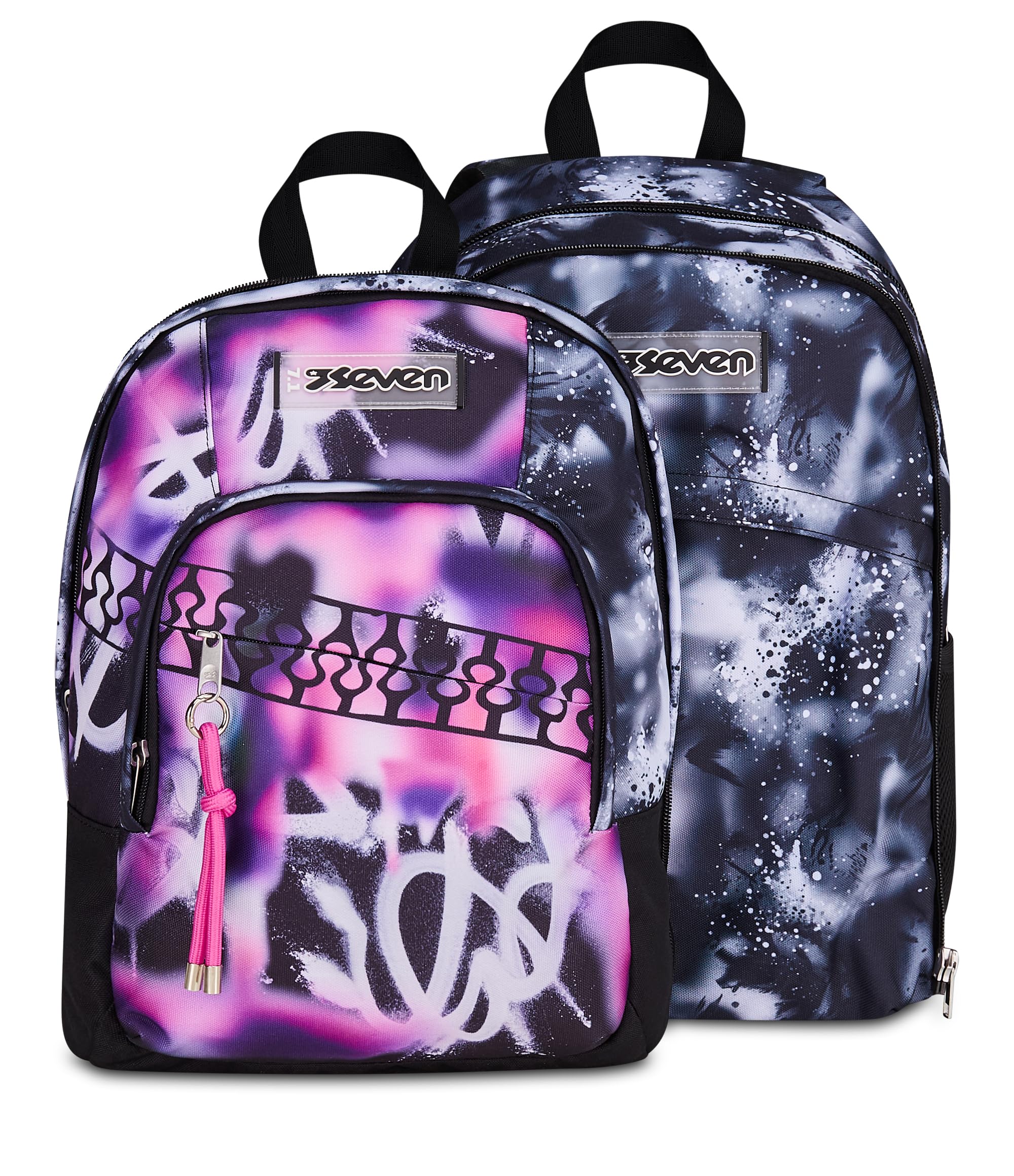 Seven Zaino Scuola Dual Detach BUZZY NOTE GIRL, Nero, 32 L, Doppio Scomparto, Multifunzione, Zaino Staccabile, Tasca con organizer, Scomparto porta pc, Scuola media e superiore, Bambina, Ragazza