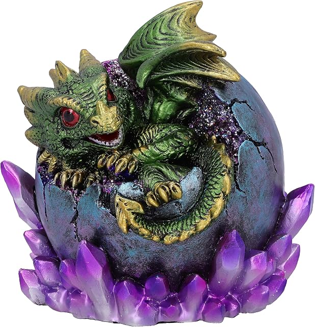 Nemesis Now Emerald Hatchling Glow Dragonling Green Dragonling Crystal Figurine, 12.5cm