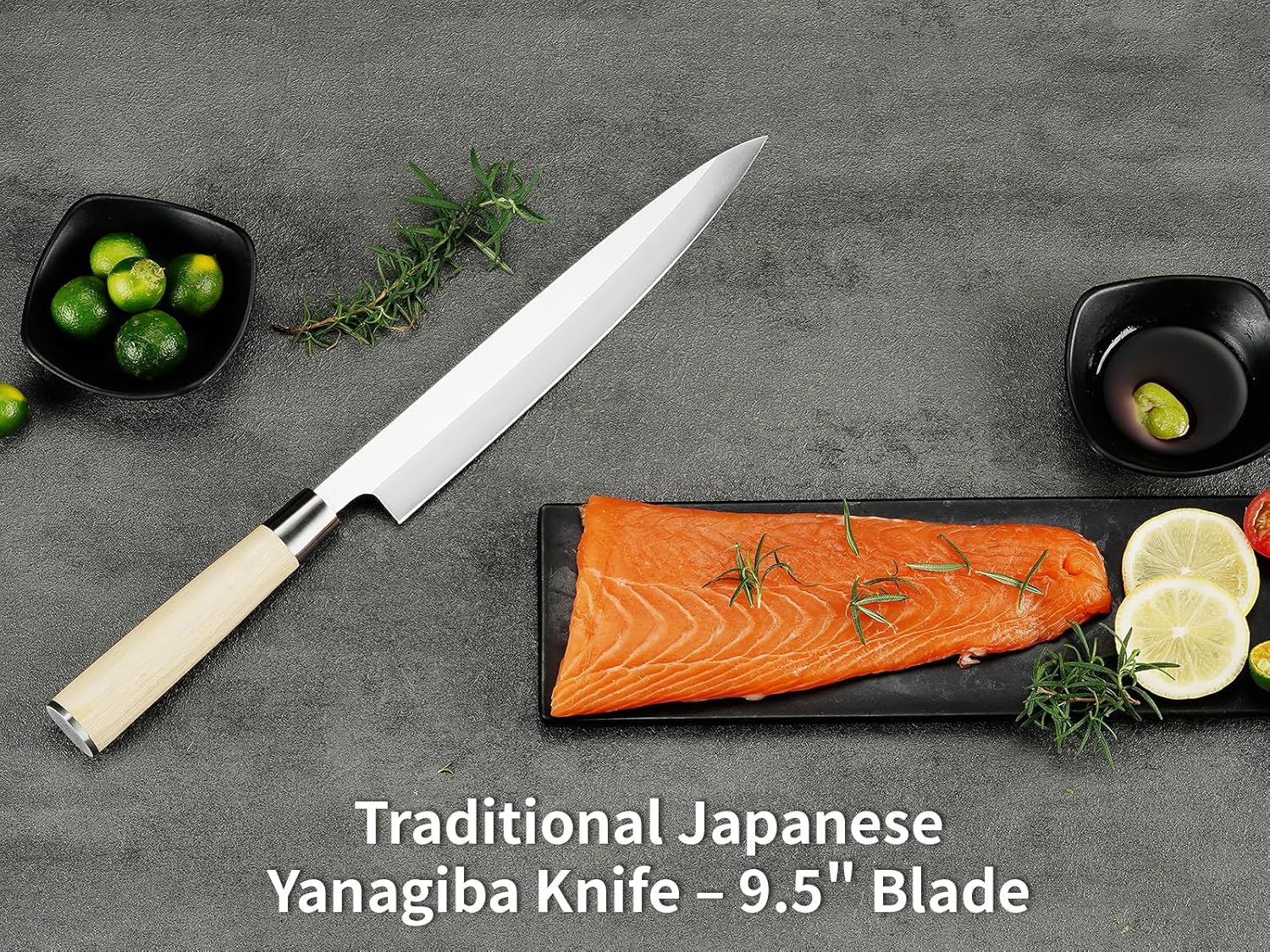 Sashimi Sushi Knife – 9.5 inch Japanese Yanagiba Slicing knife, Super Sharp Professional High Carbon Stainless Steel Single Bevel Fish Knife with Pakkawood Handle - Image 8