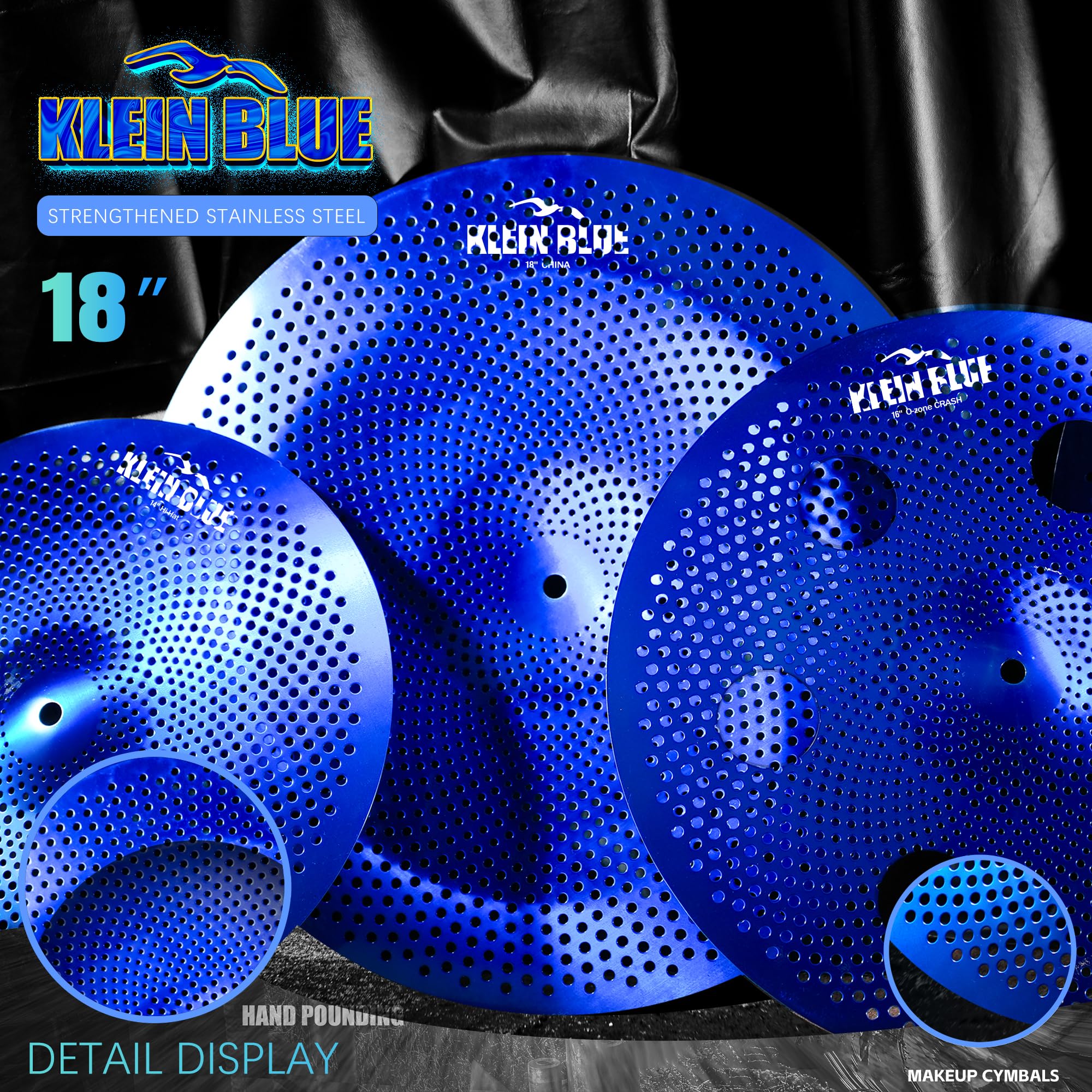 Amazon.com: PLADRUBO 7-Piece Low-Volume Silent Cymbal Set – Blue