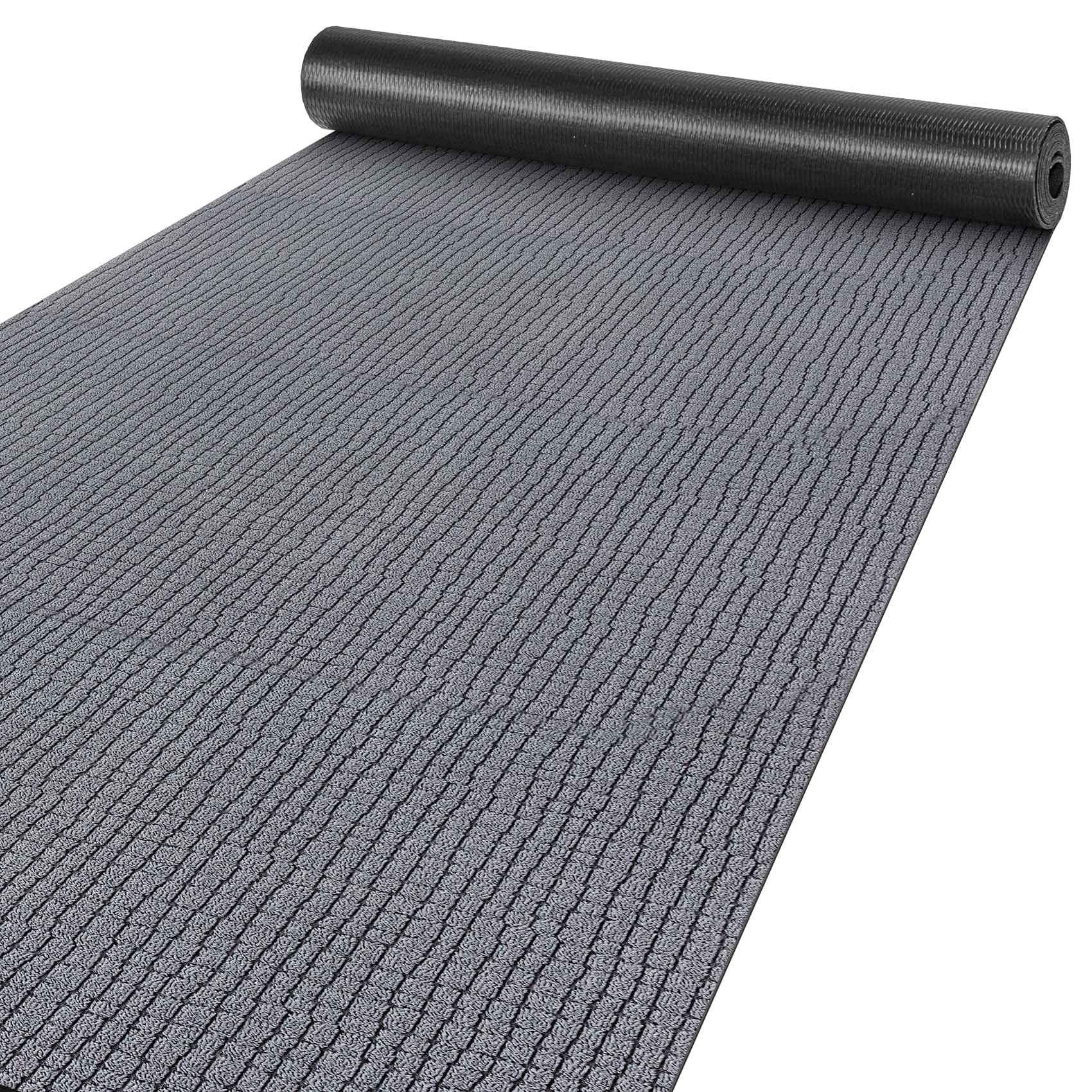 ANRO Teppich Läufer Flur Küchenteppich Schmutzfangmatte Sauberlaufmatte rutschfest Velours Grau 65x500cm Modern