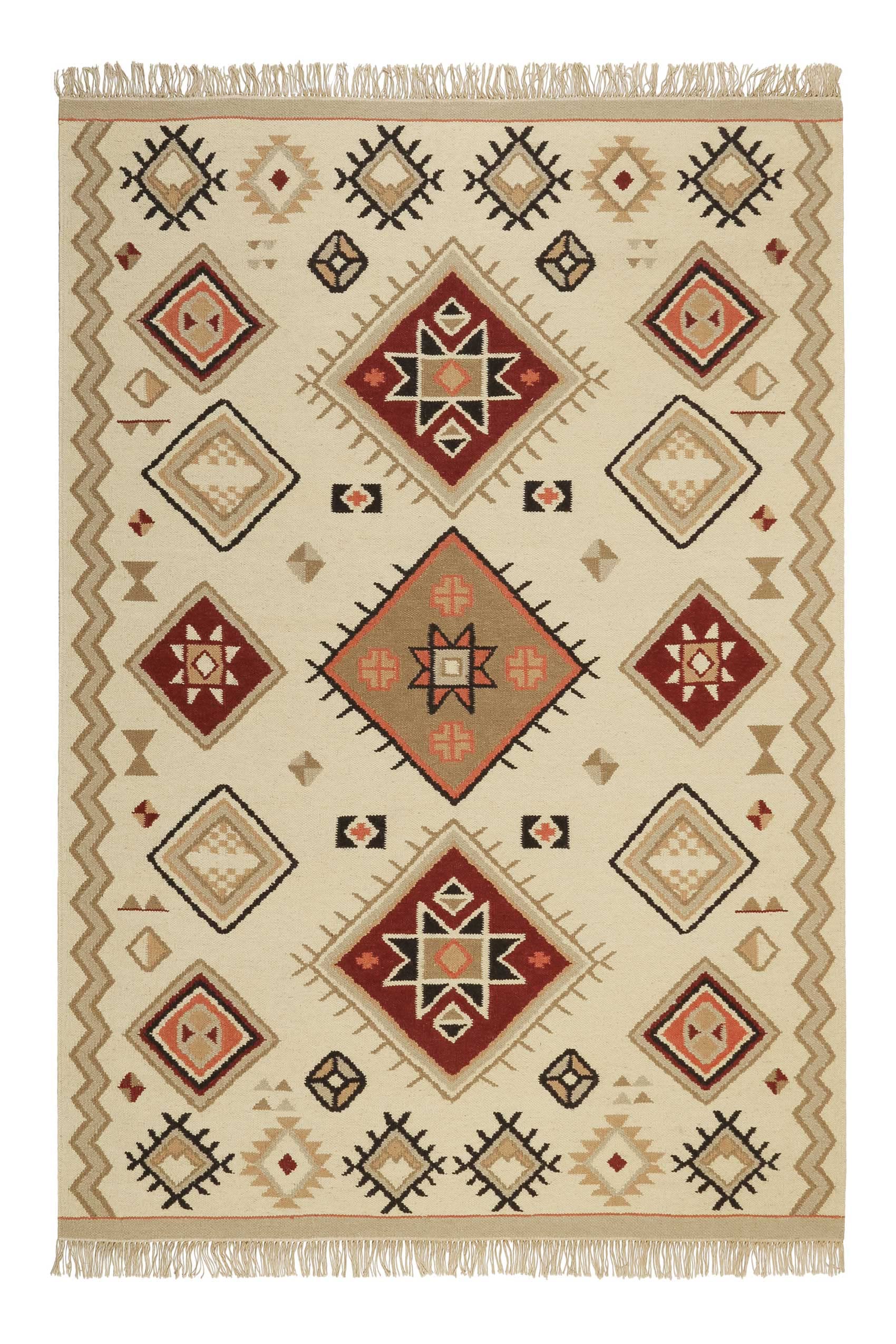 Wecon Home Brionne handgewebter Handweb-Teppich, 80 x 150 cm, beige