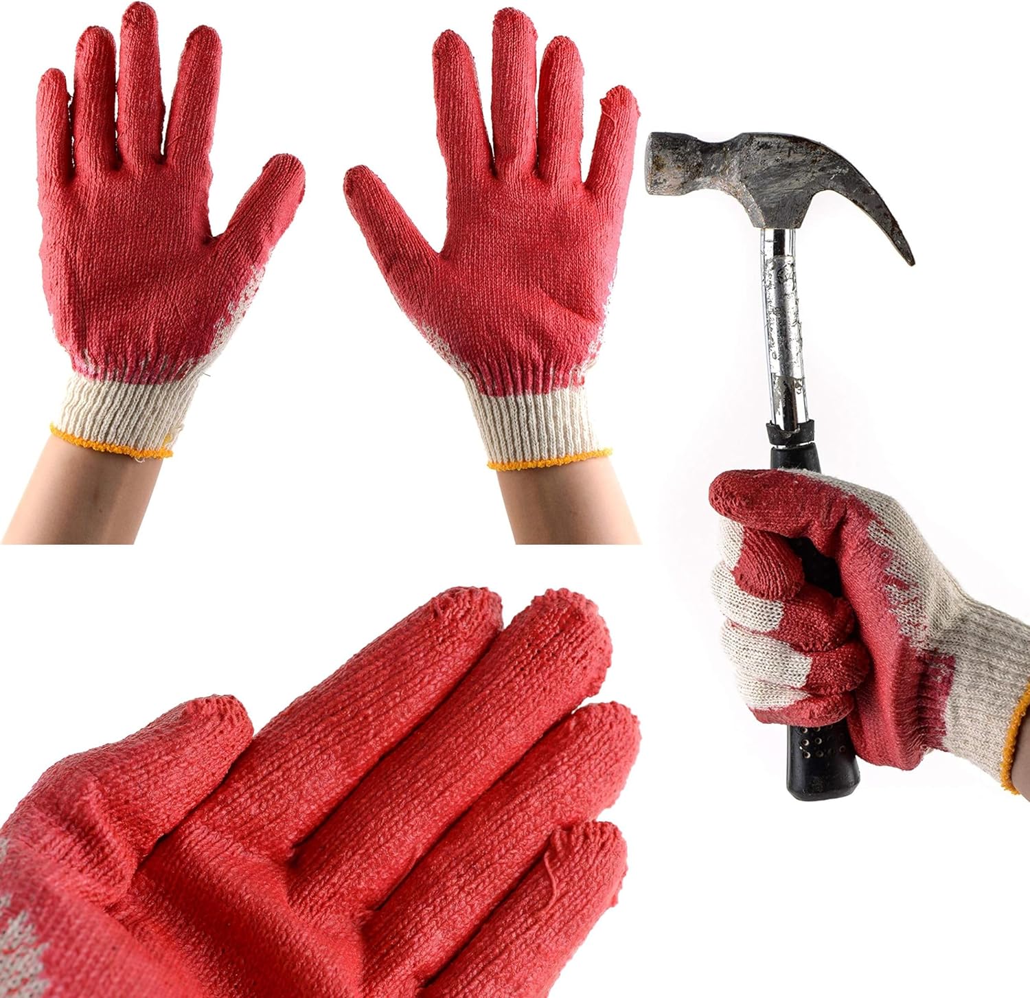 [300 PACK] Latex Dipped Nitrile Coated Work Gloves Small - String Knit Cotton Coated Work Safety Gloves Great for Construction, Warehouse, Home, Landscaping, Moving, Mechanic Cotton Disposable Gloves