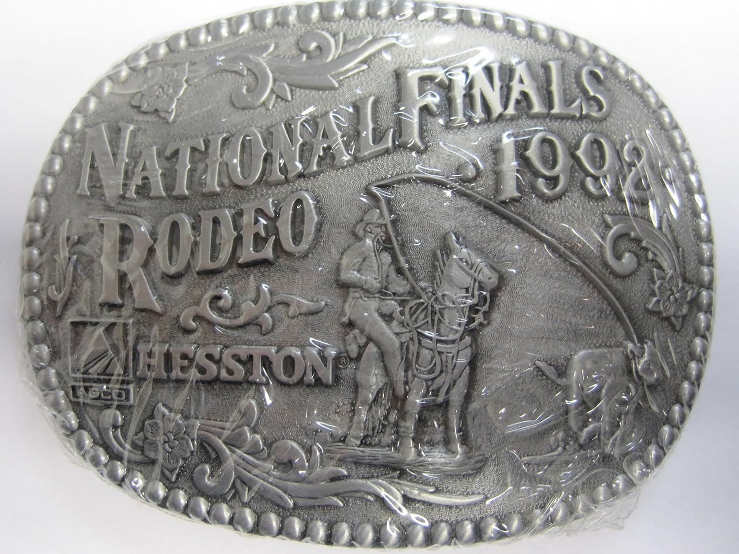Hesston 1992 National Finals Rodeo NFR Adult Belt Buckle New in Original Shrinkwrap AGCO