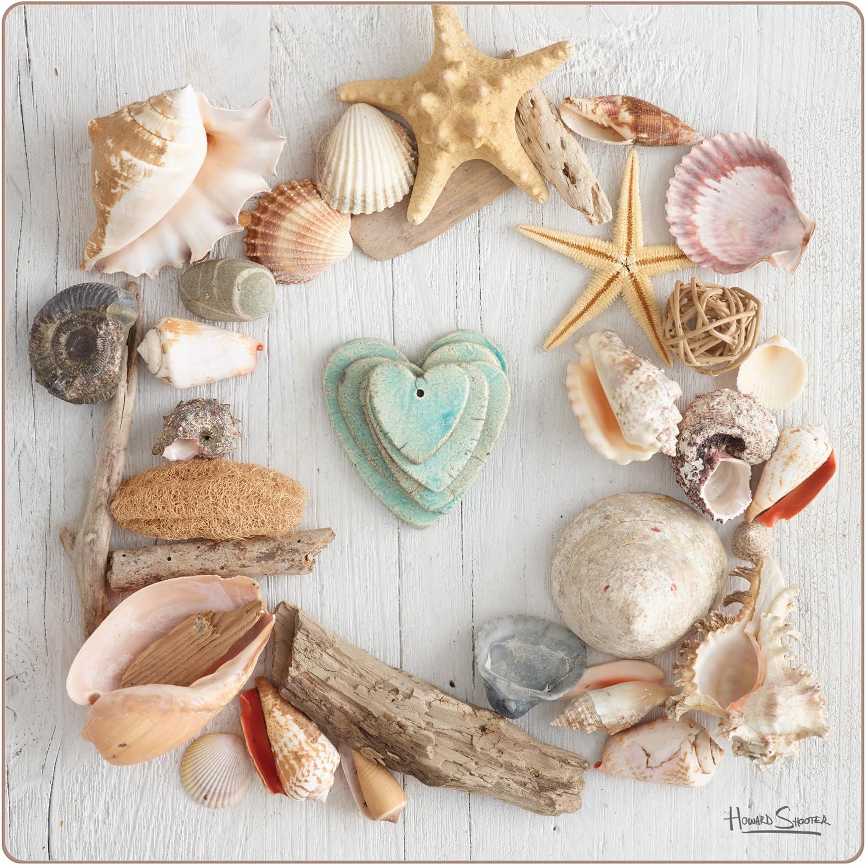 Seashells Cork Back Placemats, Multi-Colour, 25 x 25 x 2.3 cm