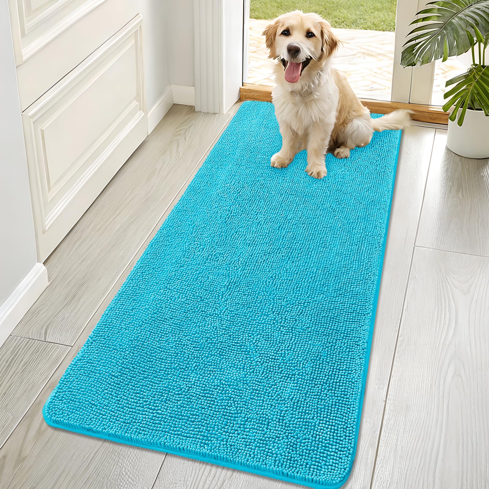 OLANLY Dog Door Mat for Muddy Paws 70x32, Super Absorbent Chenille Mud Mat