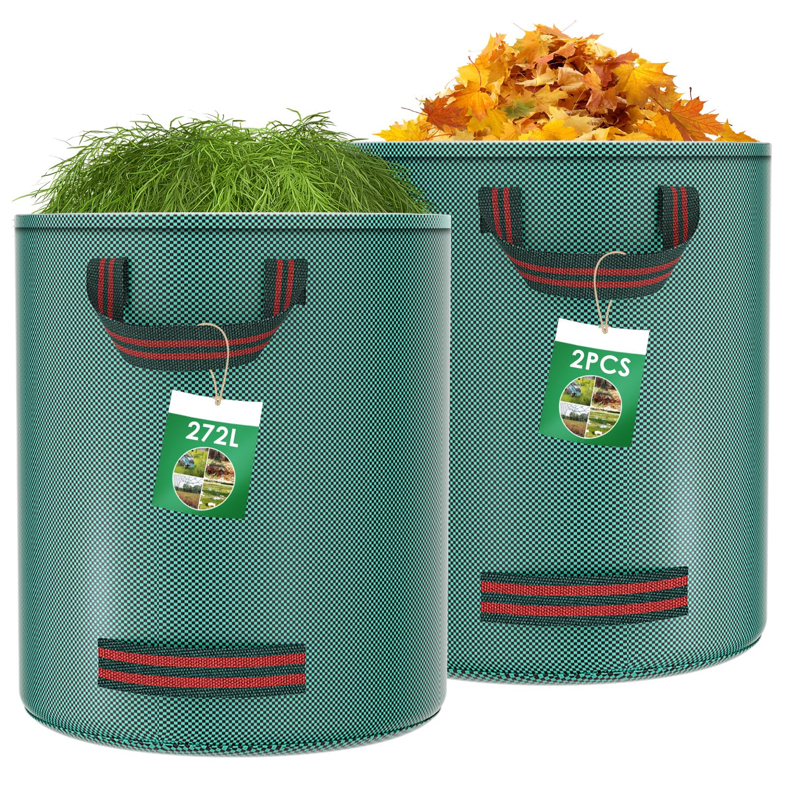 SWANEW 2x Sacchetti Da Giardino 170L Pop Up Sacchetto Per Rifiuti Con Manici Sacchetto Per Foglie Sacchetto Per Prato Xxl Verde 84258333