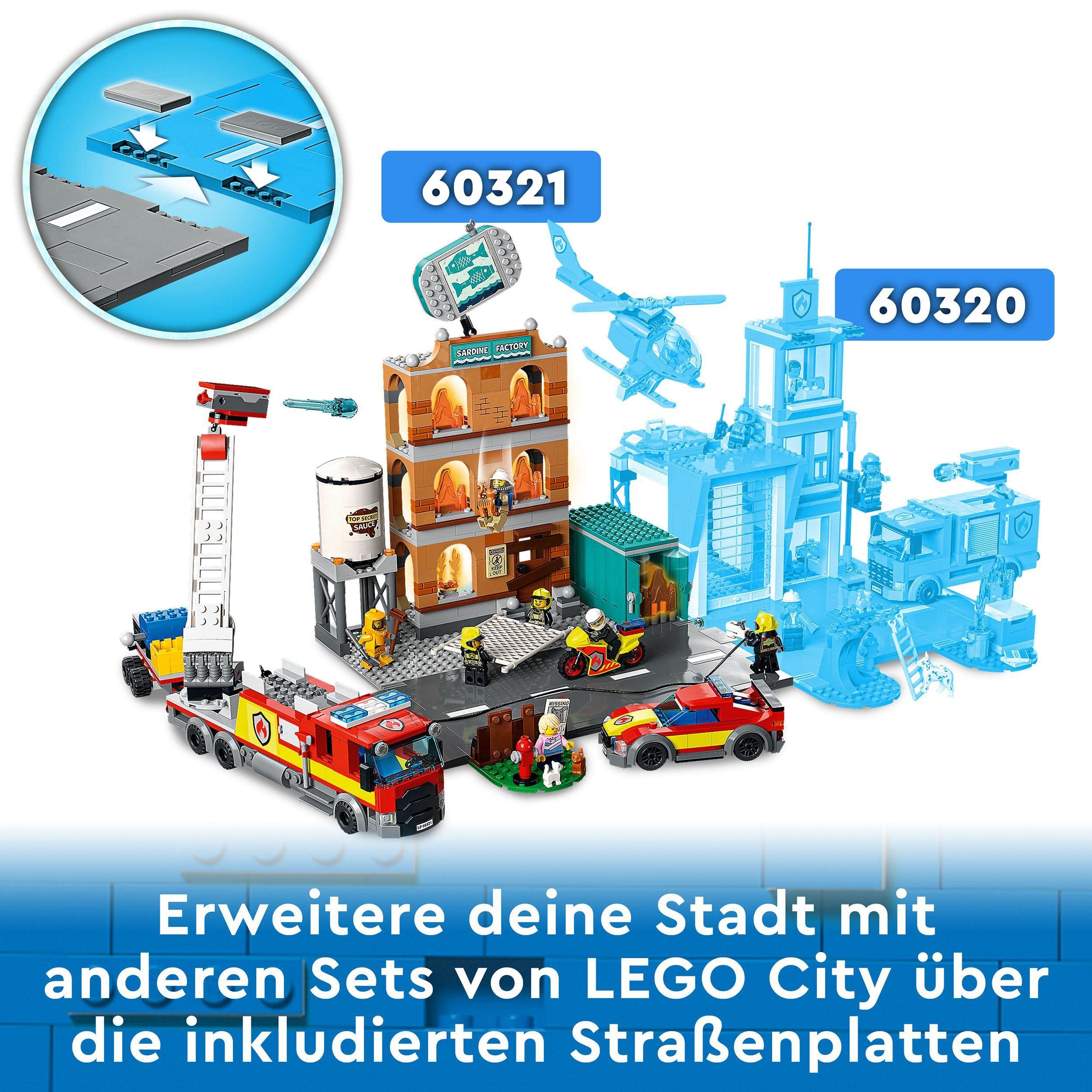 LEGO 60321 City Feuerwehreinsatz mit Löschtruppe, Feuerwehr-Spielzeug mit Feuerwehrauto und Minifiguren, Geschenkidee für Jungen und Mädchen ab 7 Jahren