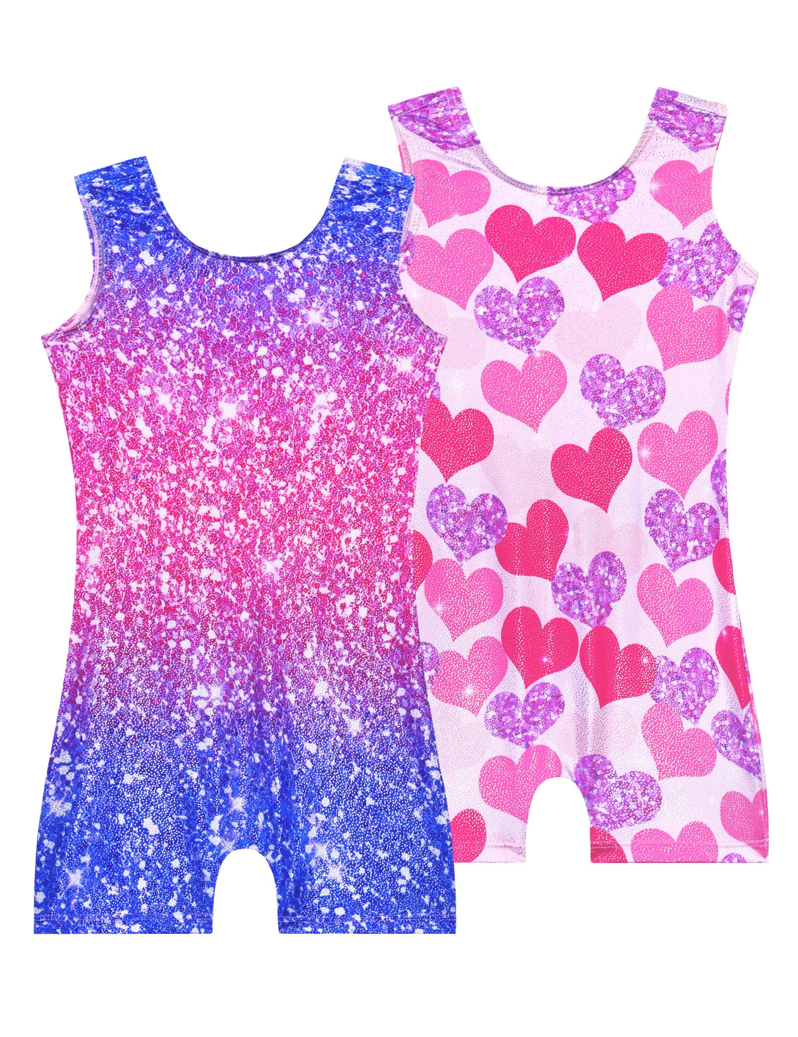 2 Pack Leotard for Girls Gymnastics Sparkly Sleeveless Unitards