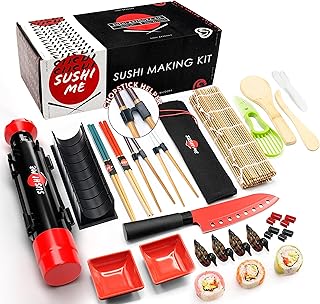 SushiMe Sushi Making Kit - Complete 24-Piece Sushi Maker Set - Includes Reusable Multicolor Chopsticks, Bamboo Rolling Mat, Bazooka, & Avocado Slicer - Premium Sushi Making Kit for Beginners & Pros