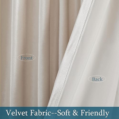 Vista 21 de PRIMROSE Juego de 2 paneles opacos de cortinas de terciopelo con trabillas traseras, 72 pulgadas largo, para la sala o dormitorio, decoran ventana
