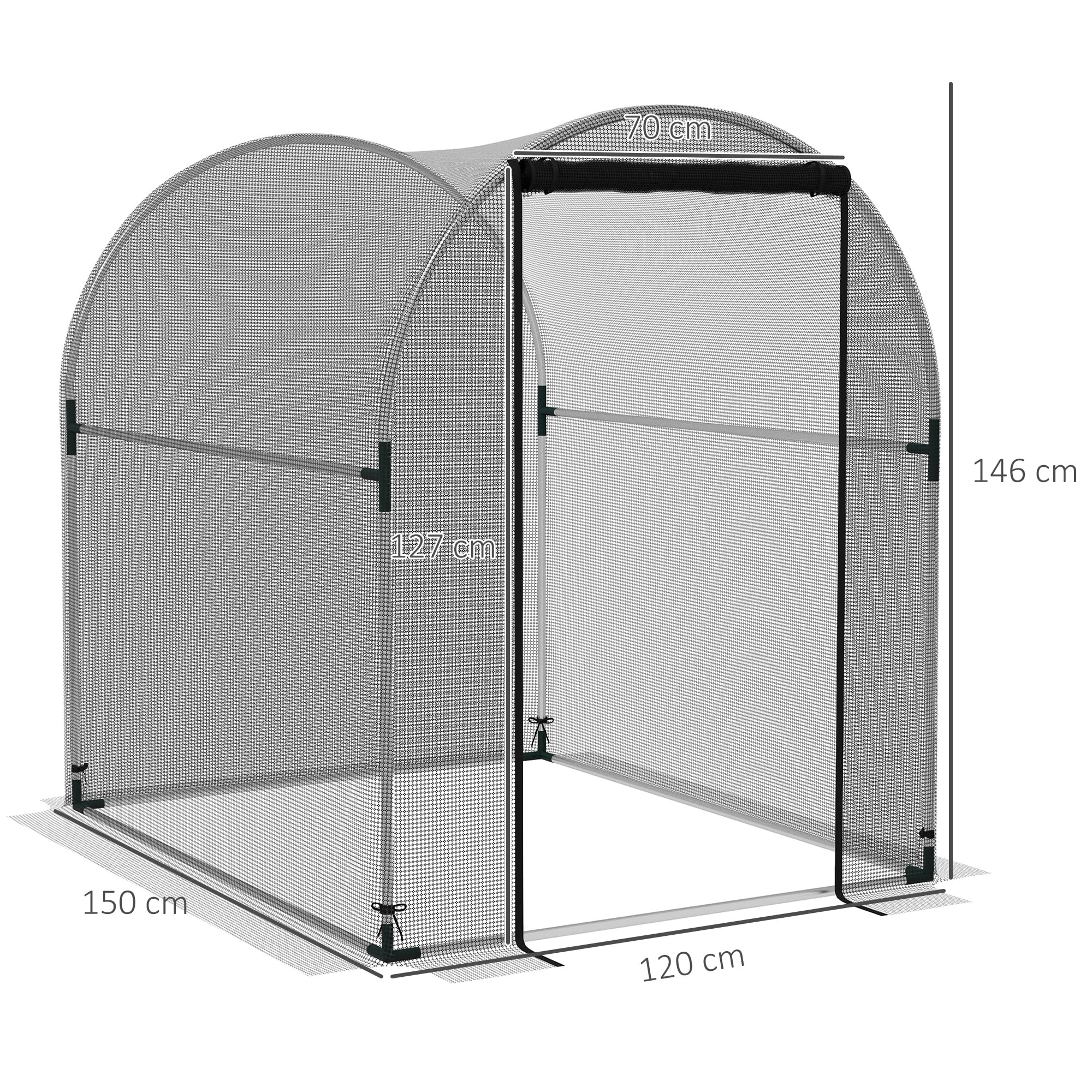 Outsunny Filet de Protection Contre Les Insectes - 1,2 x 1,5 m - avec Porte - avec Cadre en Acier - pour Jardin, Balcon - PEHD - Noir