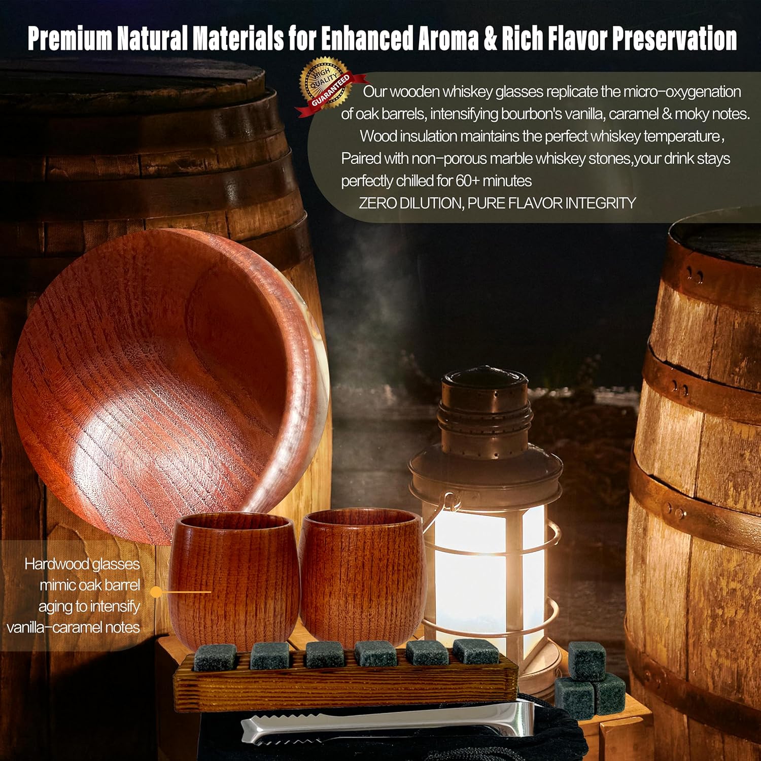 Premium Handcrafted Wooden Bourbon Whiskey Drinking Glasses Set | Wooden Old Fashioned Whiskey Glasses for Men/Woman Unique | Bourbon Tumbler | Anniversary Birthday Retirement Gifts in Gift Packaging