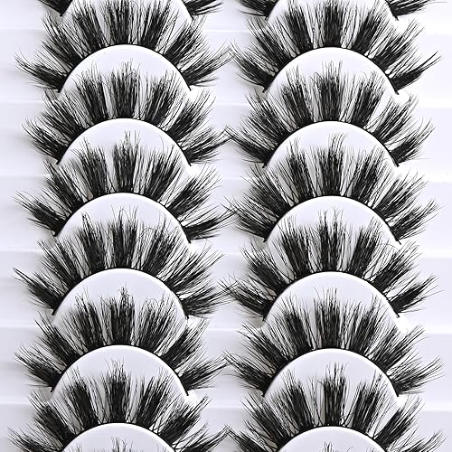 Miniatura 7 de FARRED - Pestañas postizas esponjosas de aspecto natural, pestañas cortas y finas, tiras de pestañas de 16mm, 10 pares, paquete de pestañas con