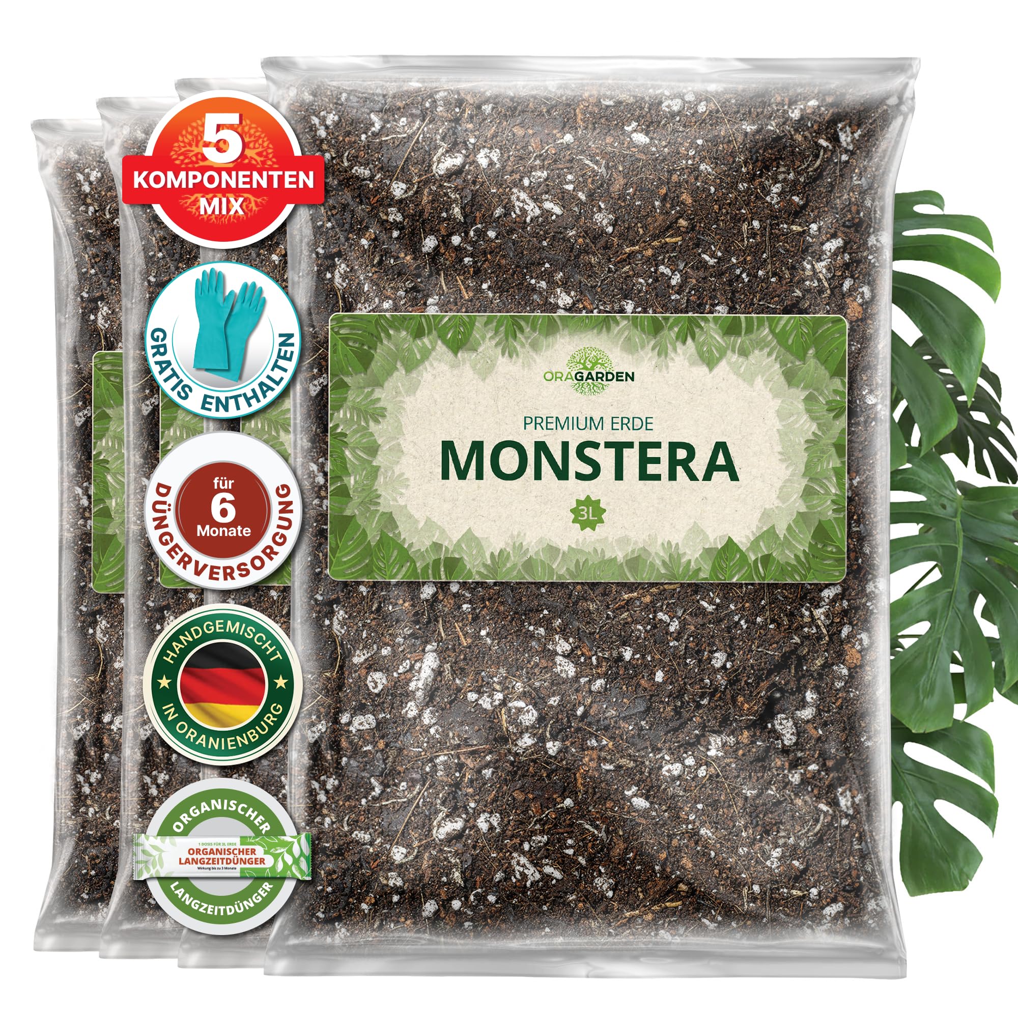 Terreau Monstera 12L – Sustrato Light Mix – Planta verde interior – 5 componentes – Tierra para cultivar