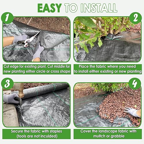 Miniatura 6 de AGGAFA Tela de barrera de malezas resistente de alta calidad de 3 x 50 pies para paisajismo, agricultura, jardinería y agricultura. Tejido duradero