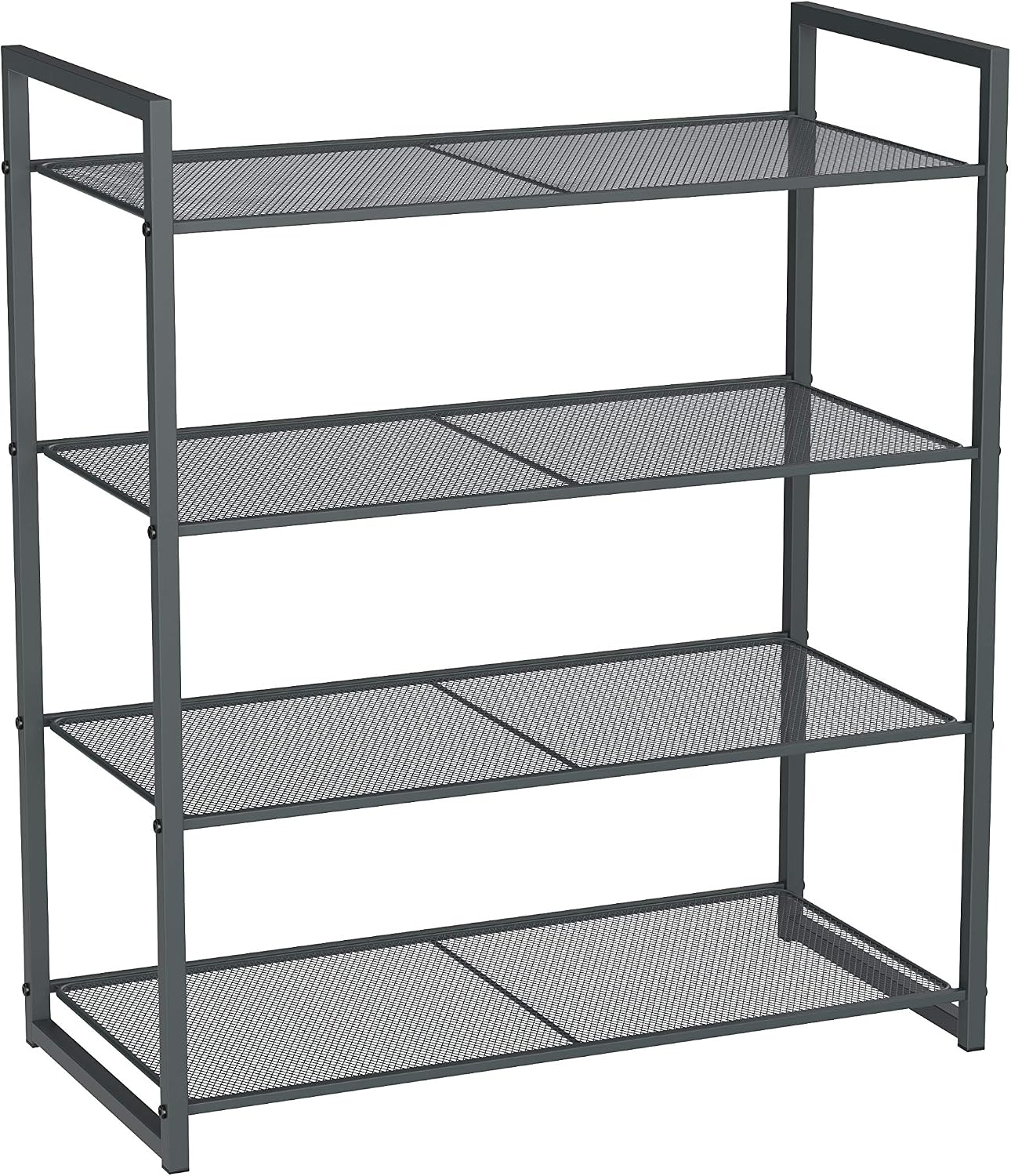 SONGMICS 4-Tier Shoe Rack, Stackable Shoe Organizer, 12-16 Pairs of Shoes, Metal Shoe Rack Storage,Smoky Gray ULMR84GC