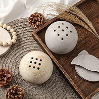 Vista 6 de Soporte de cono de incienso de travertino natural, hecho a mano, quemador de incienso de esfera de piedra para meditación, yoga, decoración