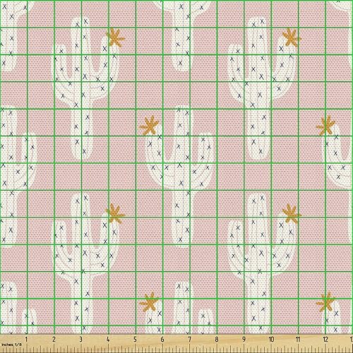 Vista 405 de Ambesonne Tela beige de The Yard, ilustración contemporánea de animales marinos en estilo retro, arte de caballito de mar de cangrejo de pulpo, tela