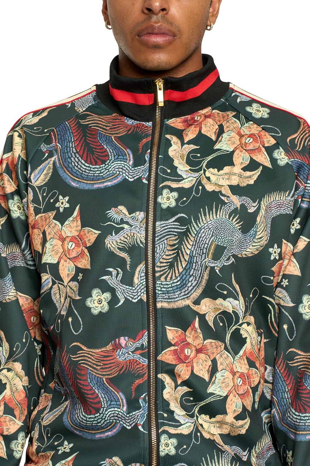 G-Style USA Men's G-Striped Dragon Floral Tracksuit Set ST853 Green 3X-Large