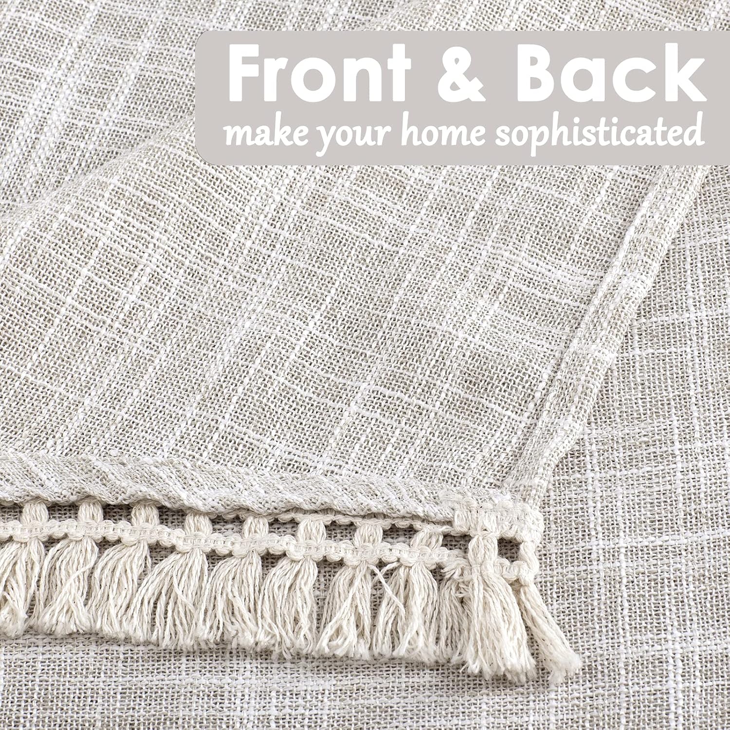 Beda Home Tassel Linen Textured Swag Curtain Valance for Farmhouses’ Kitchen; Light Filtering Rustic Short Swag Topper for Small Windows Bedroom Privacy Added Rod Pocket Design (Nature 36x36-2PCs)