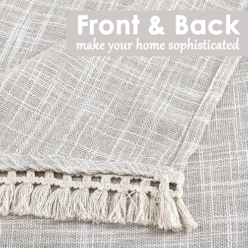 Miniatura 3 de Beda Home - Cenefa de cortina con borlas y textura de lino para cocina de granjas decoración rústica corta para ventanas pequeñas, privacidad y