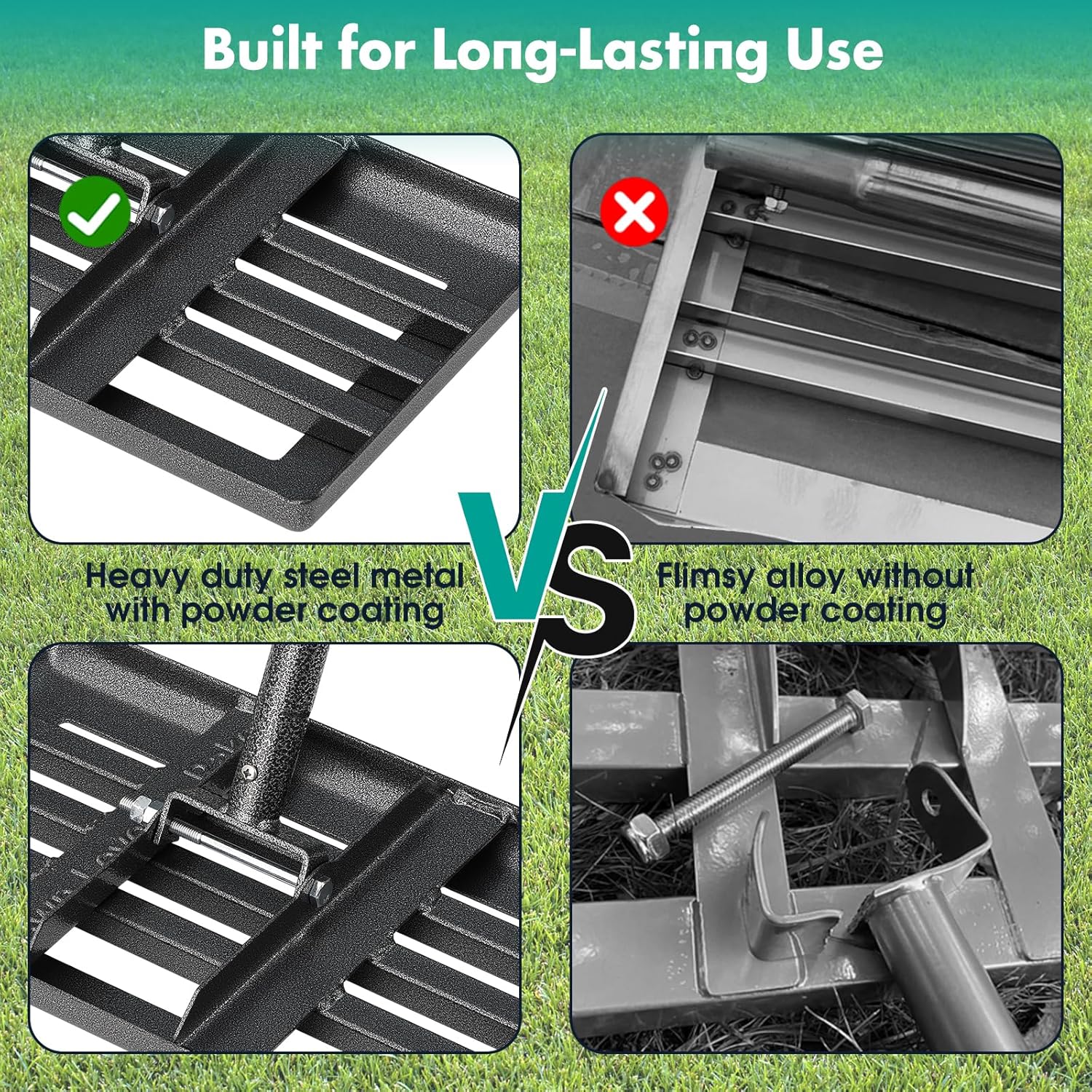 Lawn Leveling Rake, 17"x10" Small Lawn Leveling Rake with 58 Inch Handle, Heavy Duty Garden Lawn Tools Leveler Rake for Yard Garden Lawn Leveling, Soil Sand Spreading Dirt Top Dressing