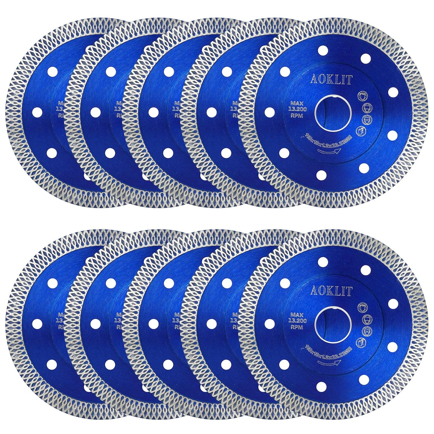 4.5 inch Super Thin Diamond Tile Blade, 10 Pcs Tile Cutting Blade, Diamond Blade for Angle Grinder Cutting Porcelain Tile Granite Marbles (Blue)