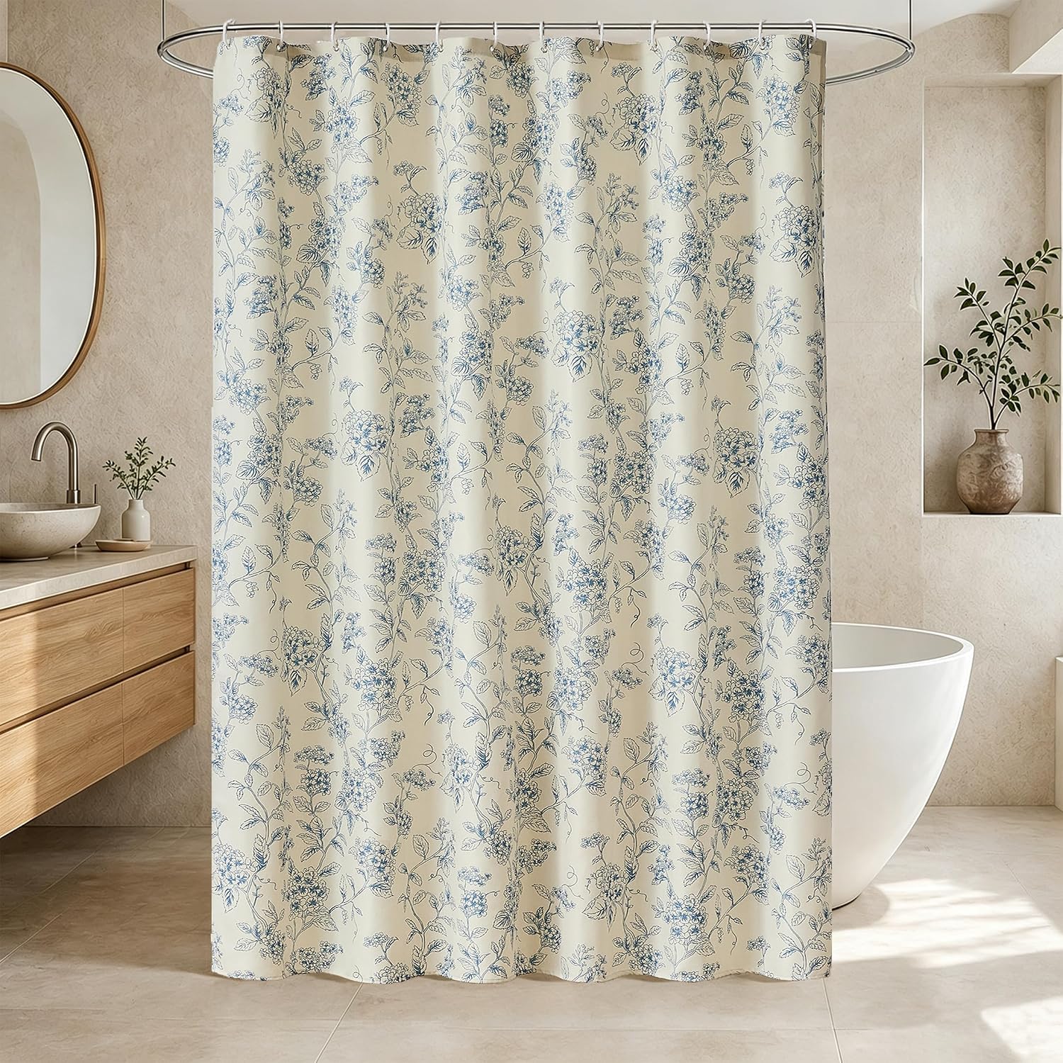 Warmstar Floral Shower Curtain for Bathroom Weighted Hem Water Repellent