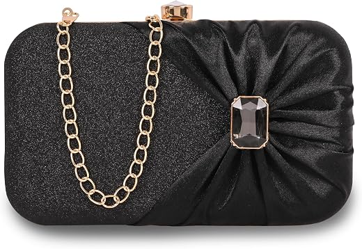ADISA Studded formal party clutch with gold chain for women and girls (CL107)
