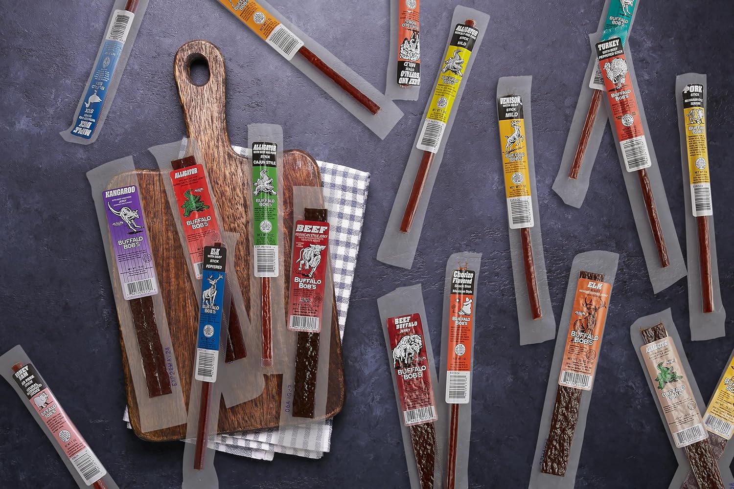 Jerky Dynasty The Ultimate 27-Piece Exotic Jerky with Gift Box - Buffalo Bob's Wild Game Jerky Variety Pack - Exclusive Flavors & Protein Snack - Farm Raised