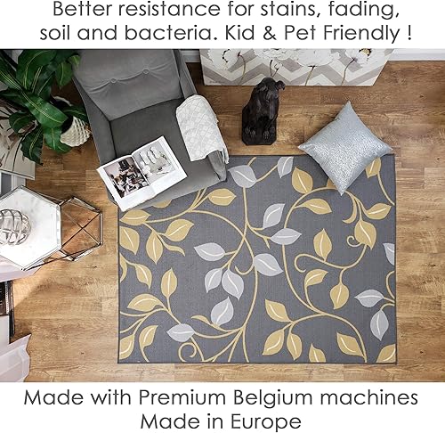 Miniatura 10 de Maxy Home, tapetes pequeños, diseño de flores, de caucho, colección Hamam, Floral1, Sintético, marrón, marfil, verde