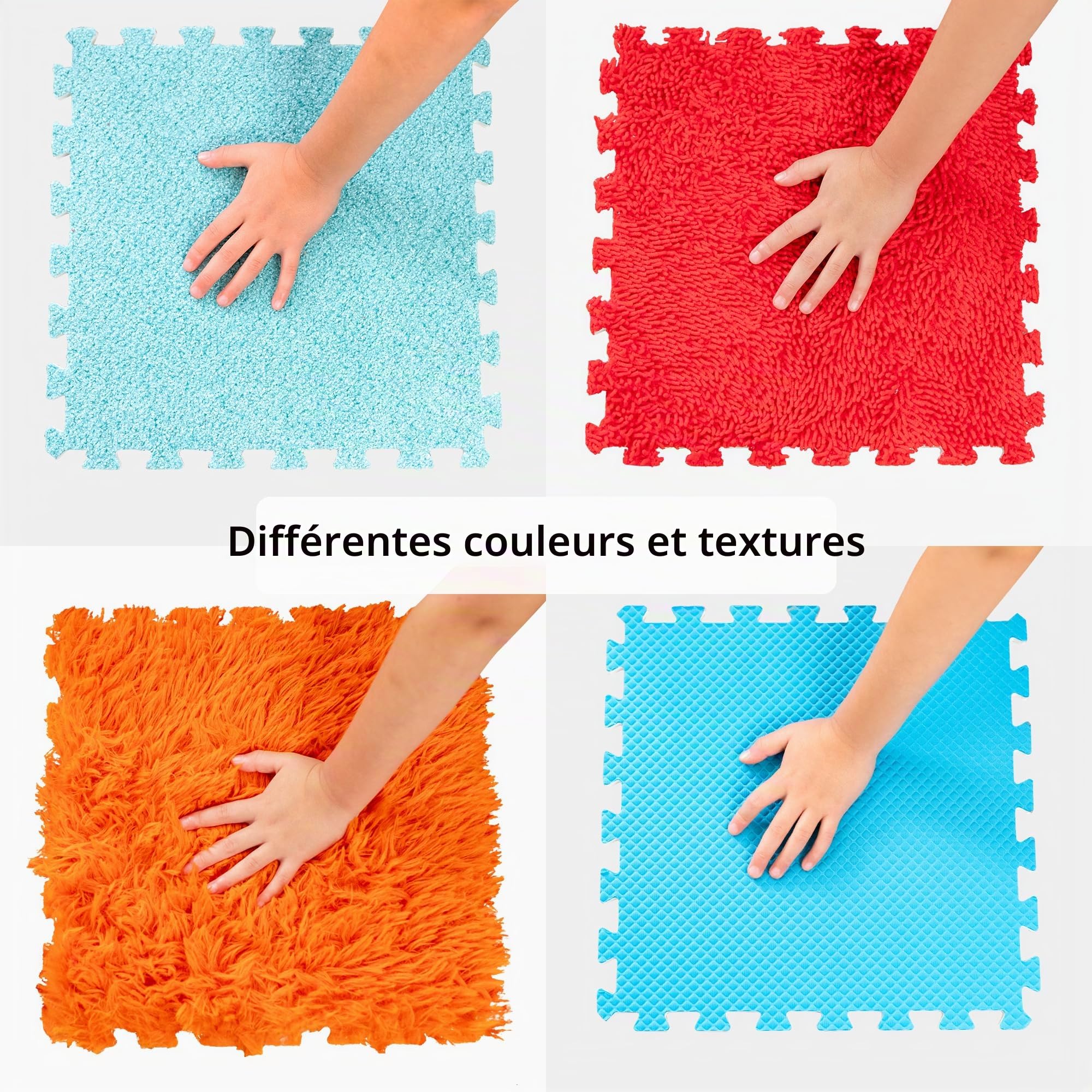 Tapis Sensoriel Enfants – Dalles Multisensorielles Emboîtables – Pour Autistes, Relaxation, Motricité – Jouet Tactile