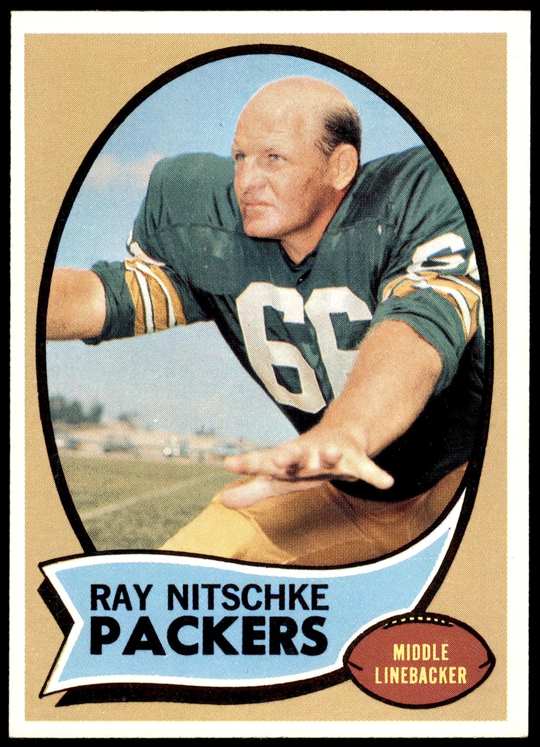 1970 Topps #55 Ray Nitschke Green Bay Packers (Football Card) NM Packers Illinois