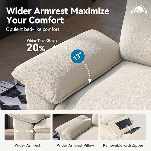 Miniatura 4 de Juego de sofá y sofá cama, asiento modular de chenilla extragrande y sofá de 3 plazas con almohadas, juego de muebles de sofá seccional moderno de 2