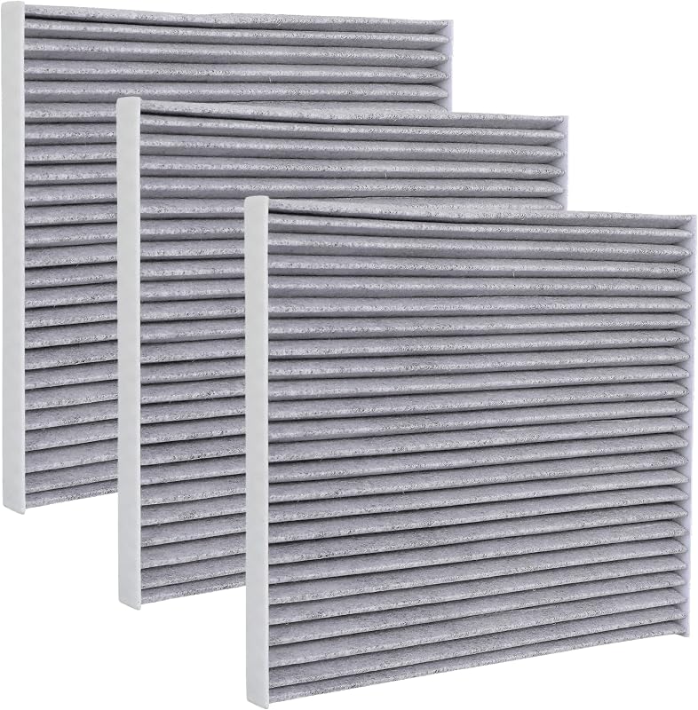 Filtro de cabine CF11819 com carvão ativado NuFlySic para Hyundai, Chevrolet, GMC e Saturn – Kit com 3 unidades