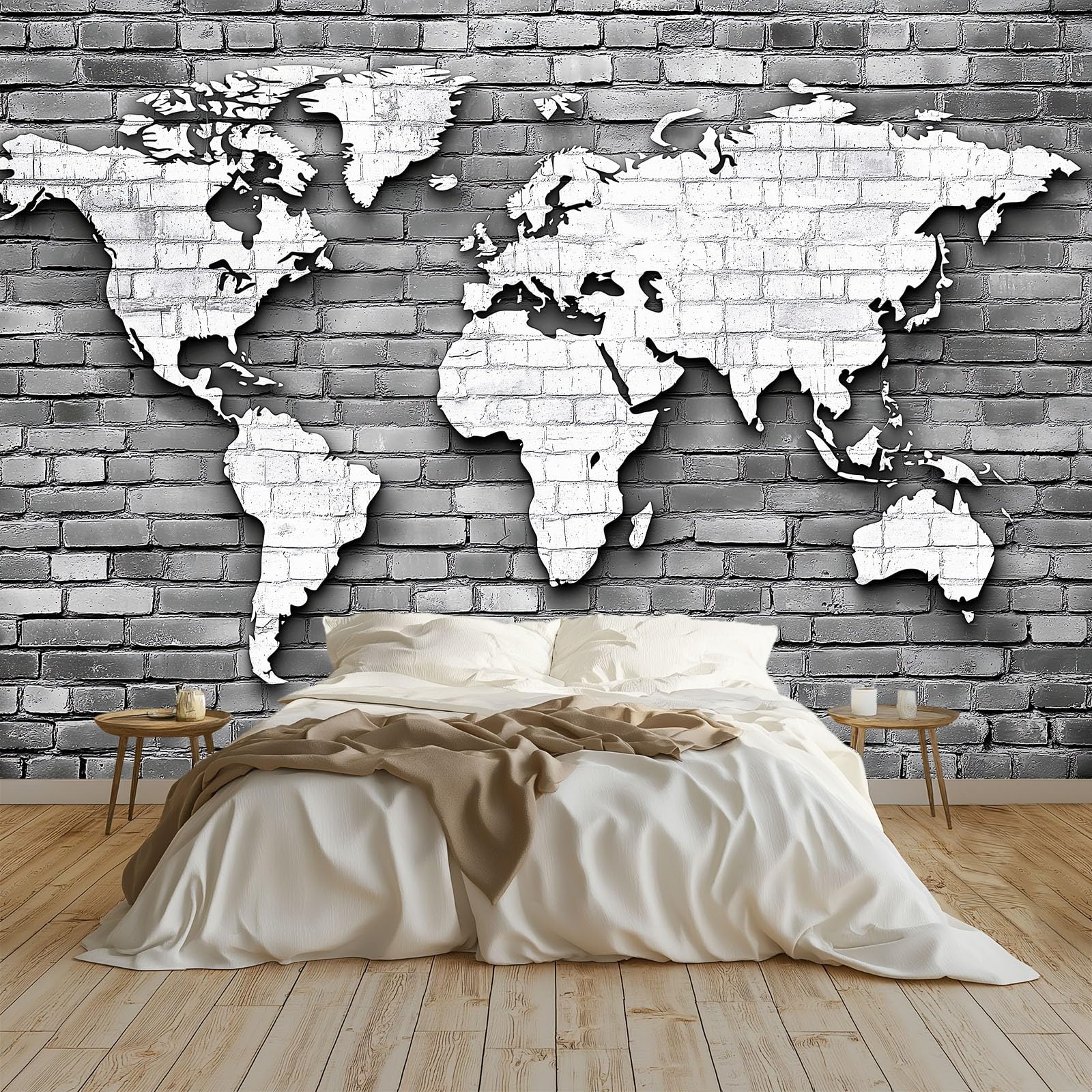 Panoramiczna tapeta mapa świata szara 350x256 cm fototapeta z włókniny, plakat niestandardowy gobelin ścienny 3D do salonu sypialnia dekoracja ścienna