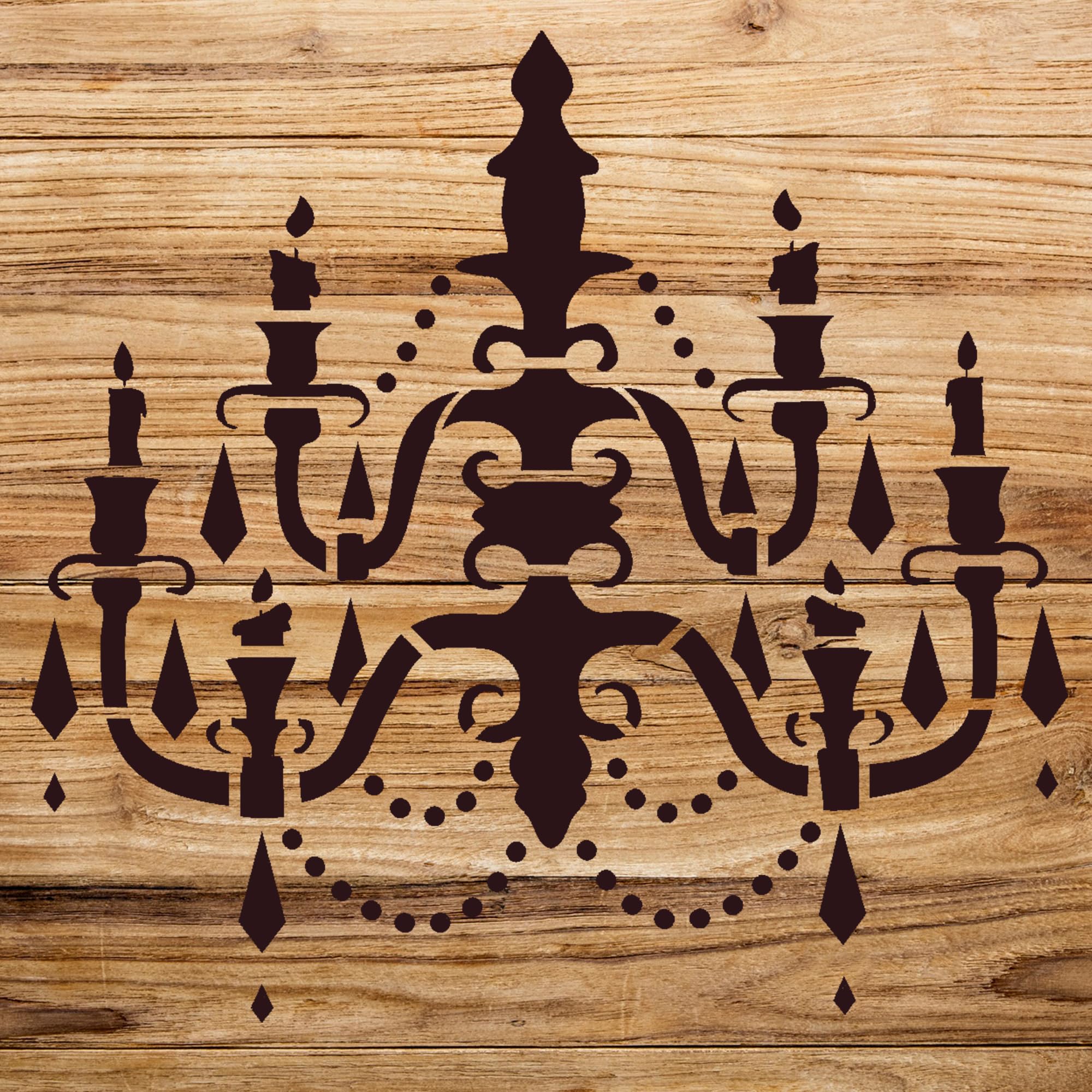 Chandelier Stencil Pattern for Walls and Furniture, Elegant Baroque Design, Reusable Mylar Template, Ideal for Painting and Chalk Art Projects - Size A1 (23.4
