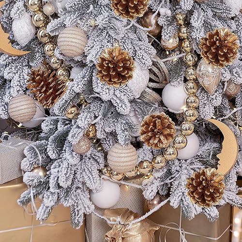 Miniatura 4 de Winlyn 20 púas de cono de pino dorado, adornos de Navidad, piñas florales, tallos decorativos de piña natural con alambre de 6.9 pulgadas de alto