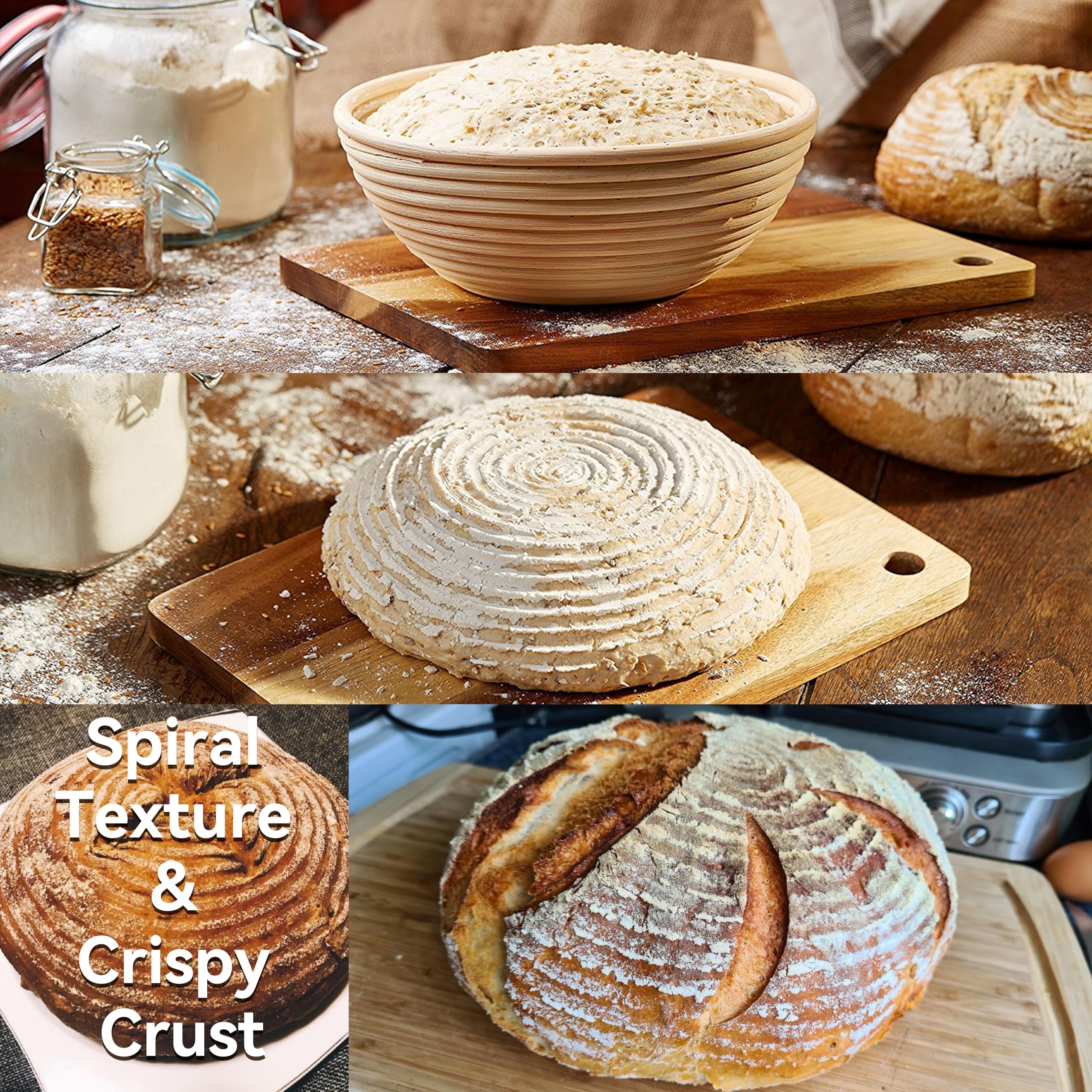 Banneton cesta de pruebas 14" Ovalado Banneton Brotform cuenco de ratán cesta para fermentación de masa para 1000 g de masa - 35 cm