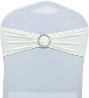 Vista 108 de MDS - Paquete de 50 bandas elásticas de elastano para silla, lazos elásticos para sillas con hebilla deslizante, ajuste universal para bodas, Acción