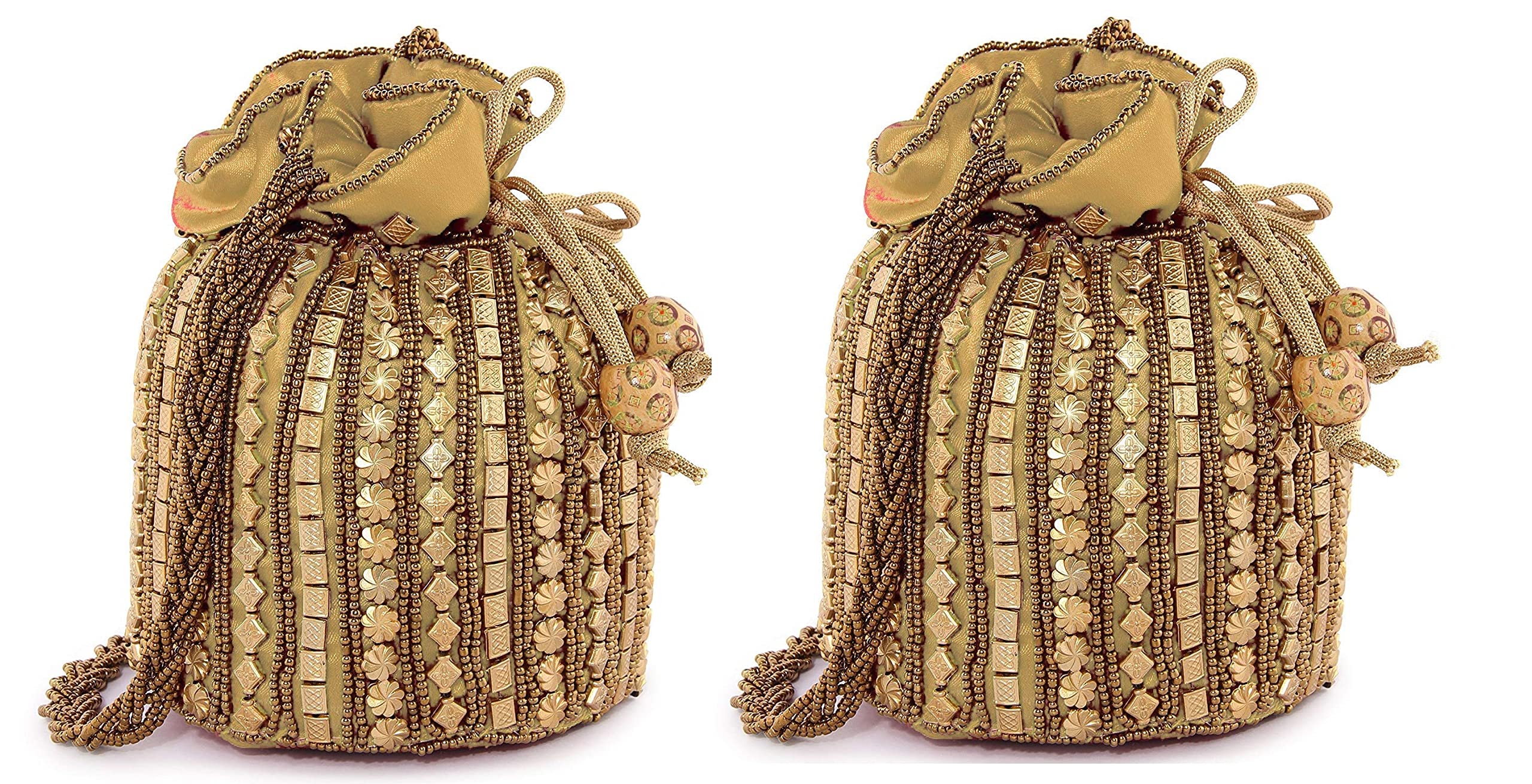 mtreon Women's Ethnic Rajasthani Potli Bag, Pouch Potli Purse for Women and Girls (Gold)(Pack of 2)-picture-42