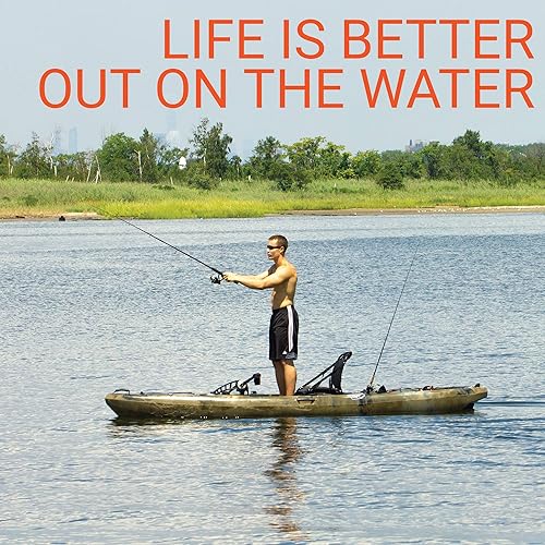 Miniatura 5 de BKC PK13 Kayak de pesca de 13 pies con pedal con sistema de timón e Inversión Instantánea Remo Soporte de respaldo vertical Asiento de marco de