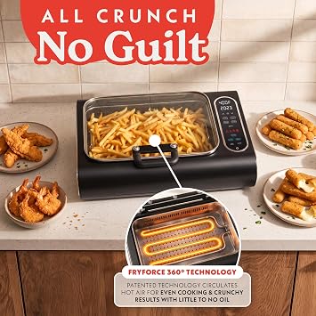 Gourmia Electric Smokeless Grill & Air Fryer - 5-in-1 with Glass Lid