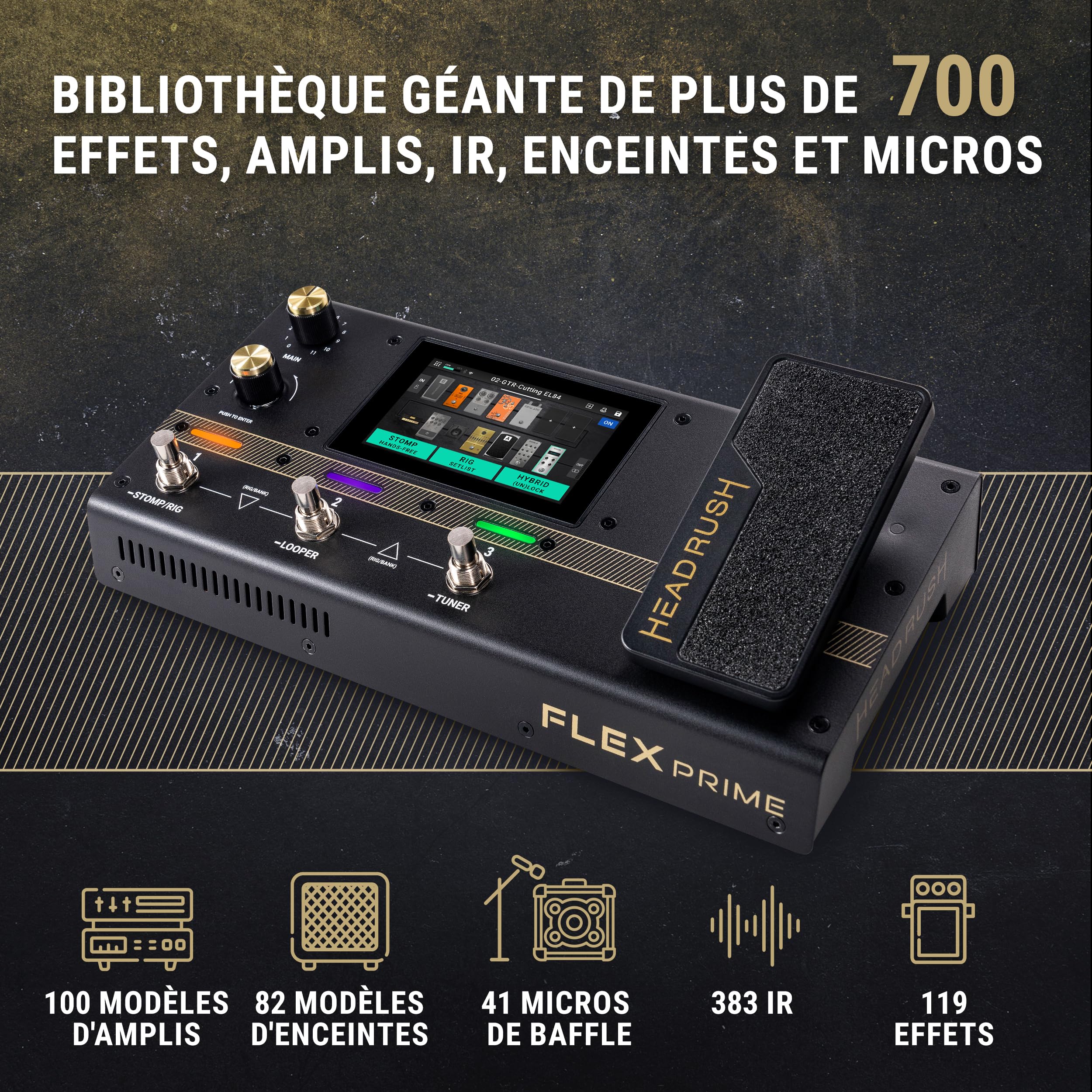 HeadRush Flex Prime Pédale Multi-Effets pour Guitare Électrique | Processeur Multi-Effets avec Cloneur d'Ampli, Looper, Interface Audio, Wi-Fi, Bluetooth, Écran Tactile et Boîte à Rythmes