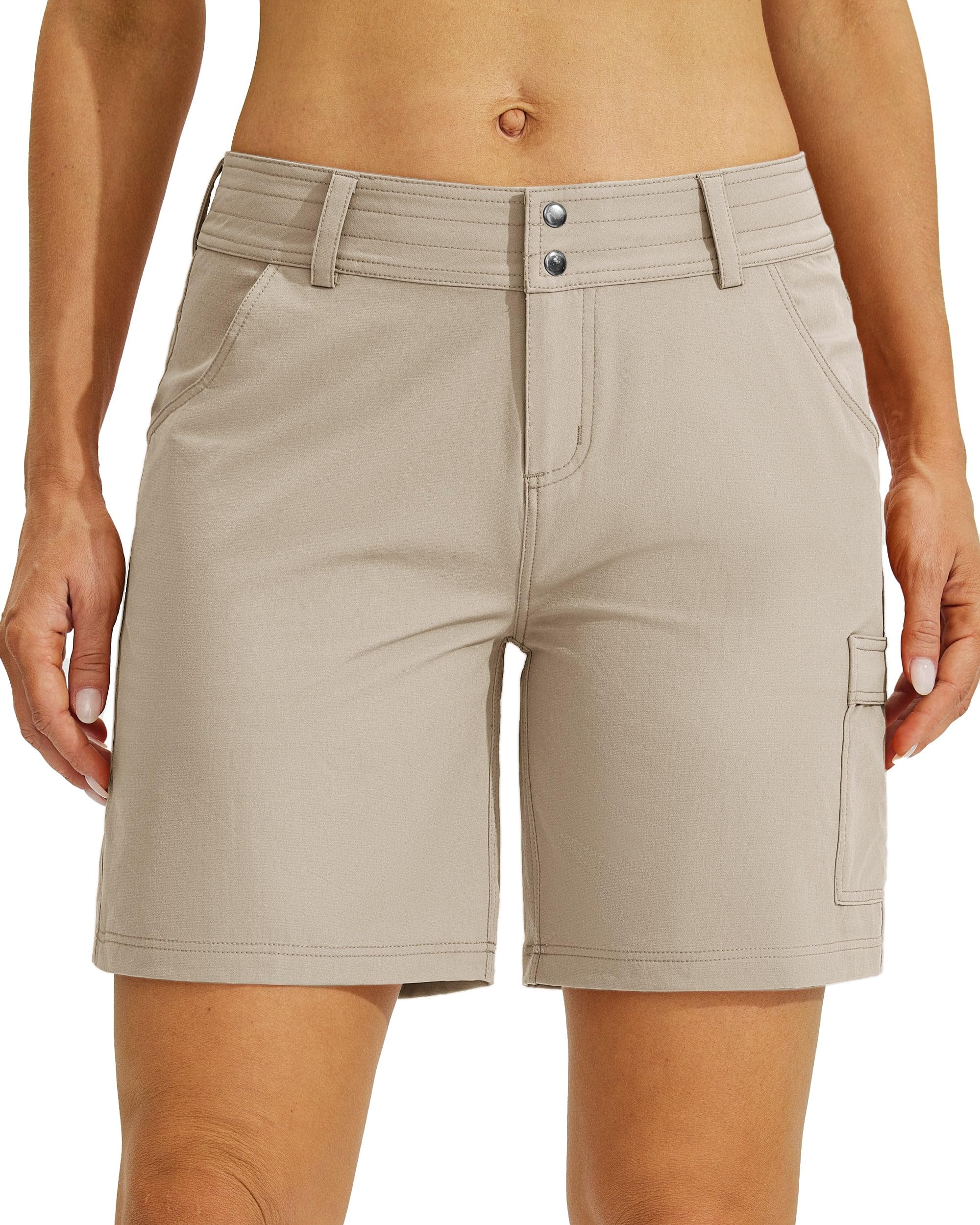 WILLIT Damen Golf Wanderhose Kurz Cargo Shorts Schnelltrockner Sportliche Stretch Shorts Lässige Sommer Shorts Trekkhose Outdoor leichte mit Taschen 7"