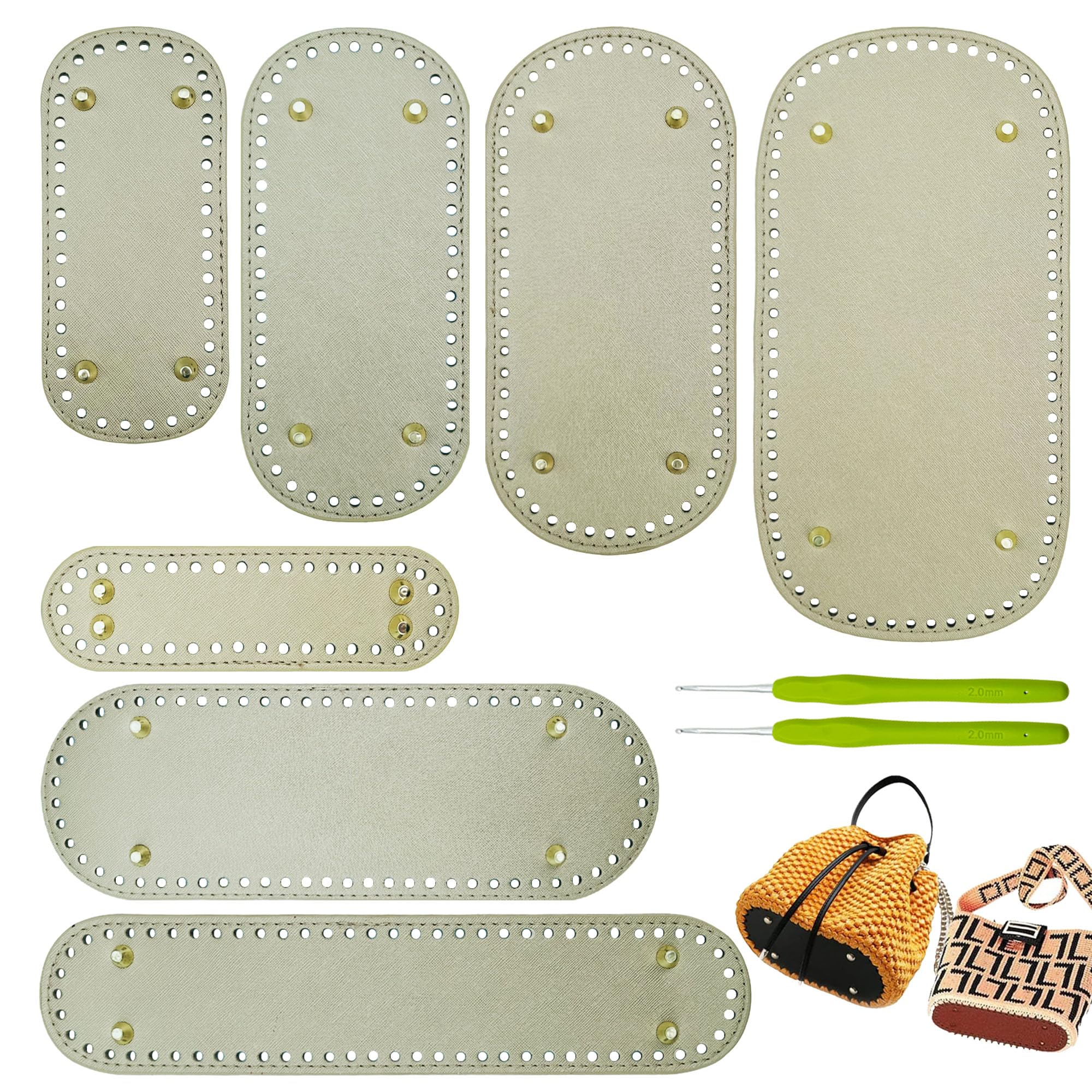 Yayatty 7 Pieces PU Leather Bag Bottom for Crochet, Golden Oval Knitting Crochet Bags Bottom with Crochet for DIY Handbag Shoulder Bags Purse Making Supplie โ image 1
