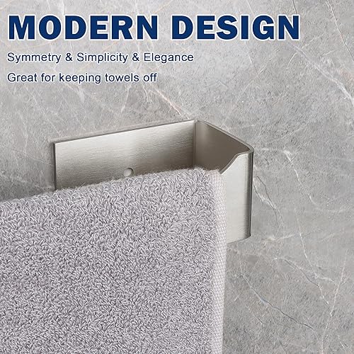 Miniatura 4 de NearMoon Toallero de mano autoadhesivo, barra de toalla de mano de acero inoxidable a prueba de óxido para baño o cocina, adhesivo cuadrado de 9