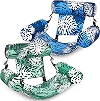 Sloosh 2-Pack Inflatable Pool Floats for Adults - Heavy Duty Floating Lounge Chairs with Comfort Fabric, Adjustable Backrest for Summer Pool Parties