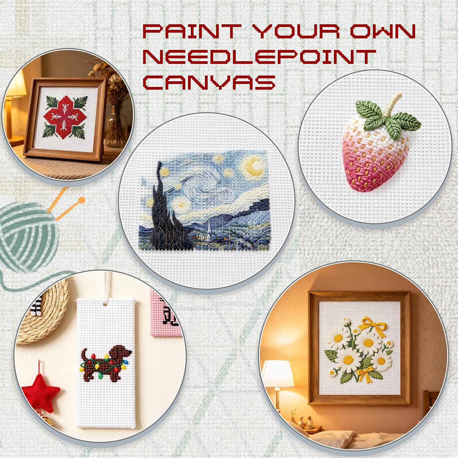 2Pcs 20" X19" 14-Mesh Needlepoint Canvas Cloth Blanks Interlock Canvas